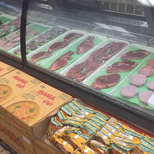 a display case filled with assorted pastries