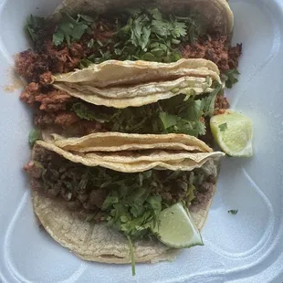Tacos - Chorizo, Al pastor, asada