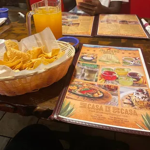 Mango Aguas Fresca and chips and salsa