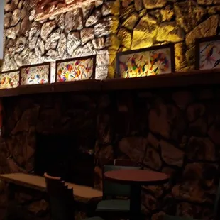 Huge stone fireplace