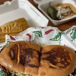 Torta, taco and tamale