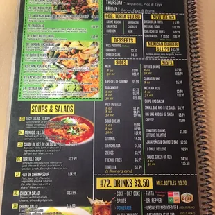In restaurant menu
