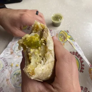 Steak burrito with salsa