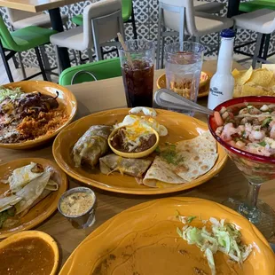 Sampler platter, ceviche, Anaheim chili