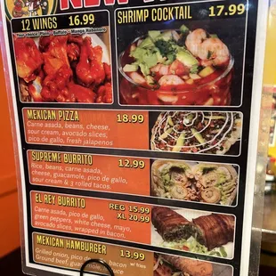 New items (November 23) from a table menu.