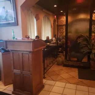 Host check-in and dining area