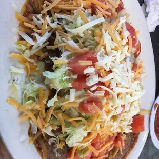 An authentic taco pizza. It was huge.