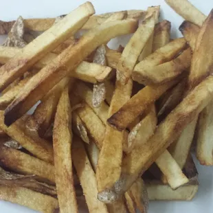 Perfectly cooked fresh cut fries. Delicious!  A huge portion for less than the local fast food place charges for frozen.