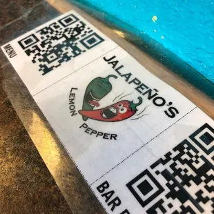 a qr code on the counter