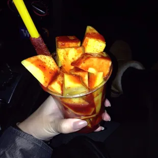 Mangos w/ chamoy &amp; tajin. $3.75