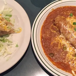 Beef taco and cheese enchilada, YUM!