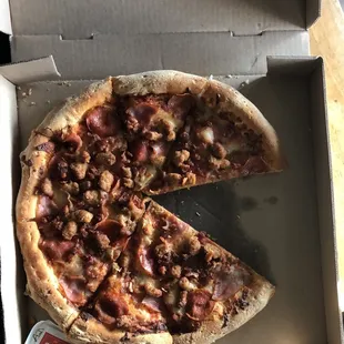 a half eaten pizza