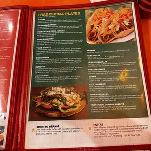 a menu for a mexican restaurant