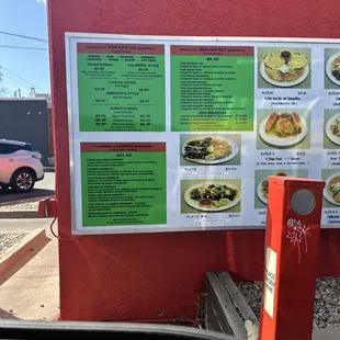 This is the updated menu with prices