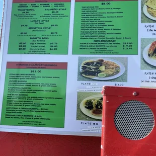 Current burrito menu w prices