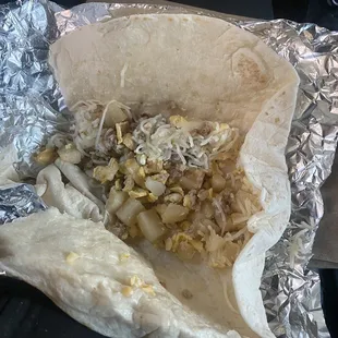 Sausage handheld burrito no chili