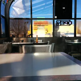 Looking out from what was probably a Wendy's dining area.