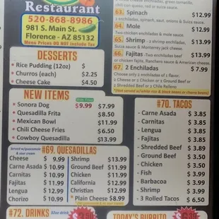 2/15/22: Current Drive Thru Menu, Pic 3 of 3