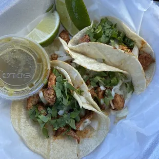 Chicken tacos! Good!