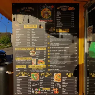 menu, tacos