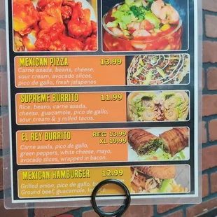 a menu for a new item