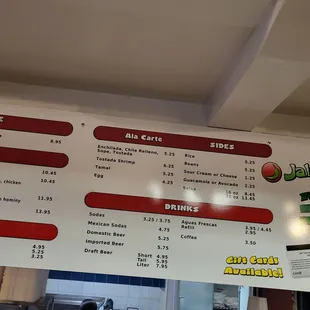 Their drinks and sides, it's a bit hard to see my apologies