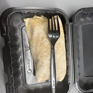 A 5 inch burrito. A small burrito full mostly with the oversized flour tortilla.