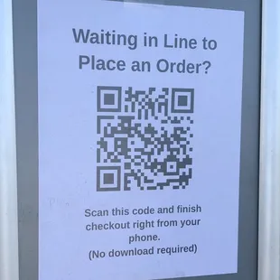 Qr code, scan this and order ahead
