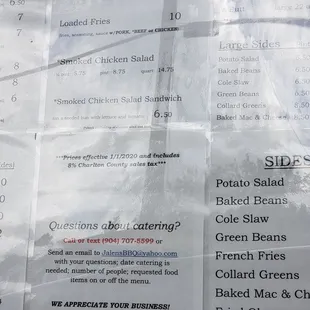 Menu  Most recent menu from today 11/06/20. Sorry for the glare