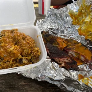 Ribs and pulled pork. Everything is pickup orders right now