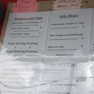 Menu  Most recent menu from today 11/06/20. Sorry for the glare