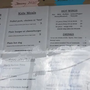 Menu  Most recent menu from today 11/06/20. Sorry for the glare