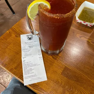 a bloody drink on a table