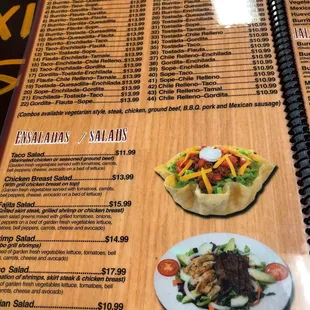 menu and prices