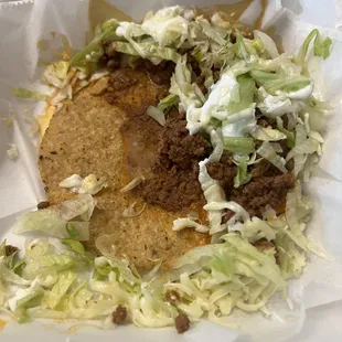 When tostadas are made overlapping each other this is what you get on the bottom.