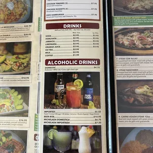 Kids options and some drinks