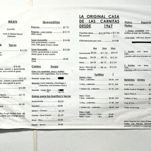 Full menu as of 1/06/24