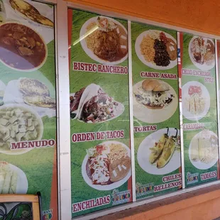 Sign w/ some menu items.