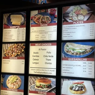 Drive thru menu Dec 2023