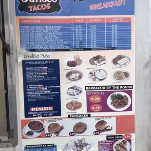 a menu for a restaurant