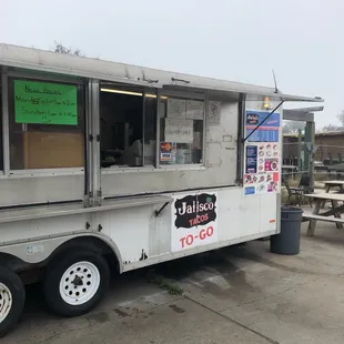 a food truck parked in a parking lot
