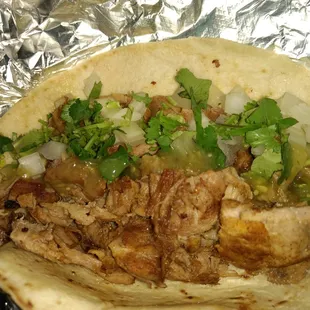 Pierna (pork leg) taco $1.99.