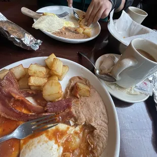 My mom enjoyed her breakfast. I left that plate clean.  Huevos rancheros plate