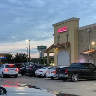 Dusk shot of the exterior.