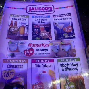 Happy hour menu