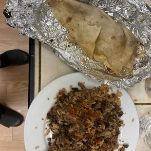 My wife's burrito that fell apart.