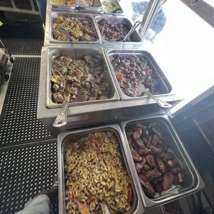 a buffet of food