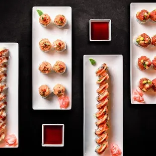 sashimi, sushi, sushi and sashimi, food