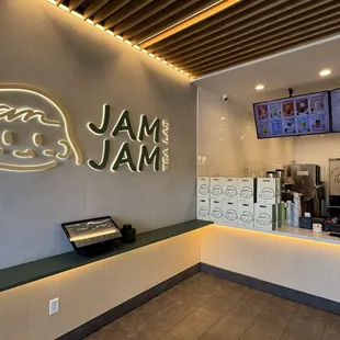 Inside with ordering kiosk and counter