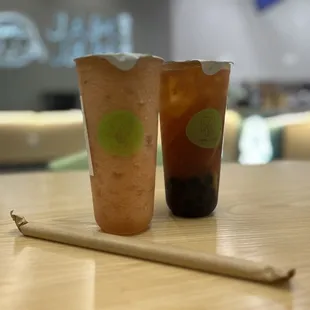 Aloe Grapwfruit Slush and Grapefruit Smash with Boba